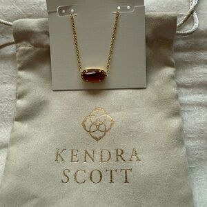 Kendra Scott Gold Necklace with Deep Red Pendant
